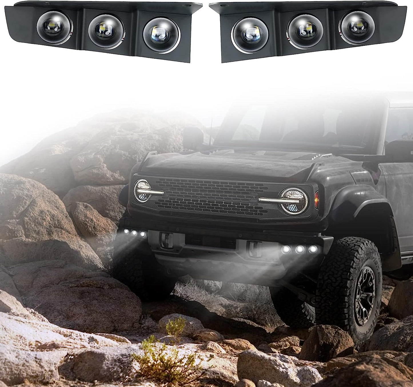 LED Front Bumper Fog Light with Mounts for Ford Bronco 2021 2022 2023 2/4 Door