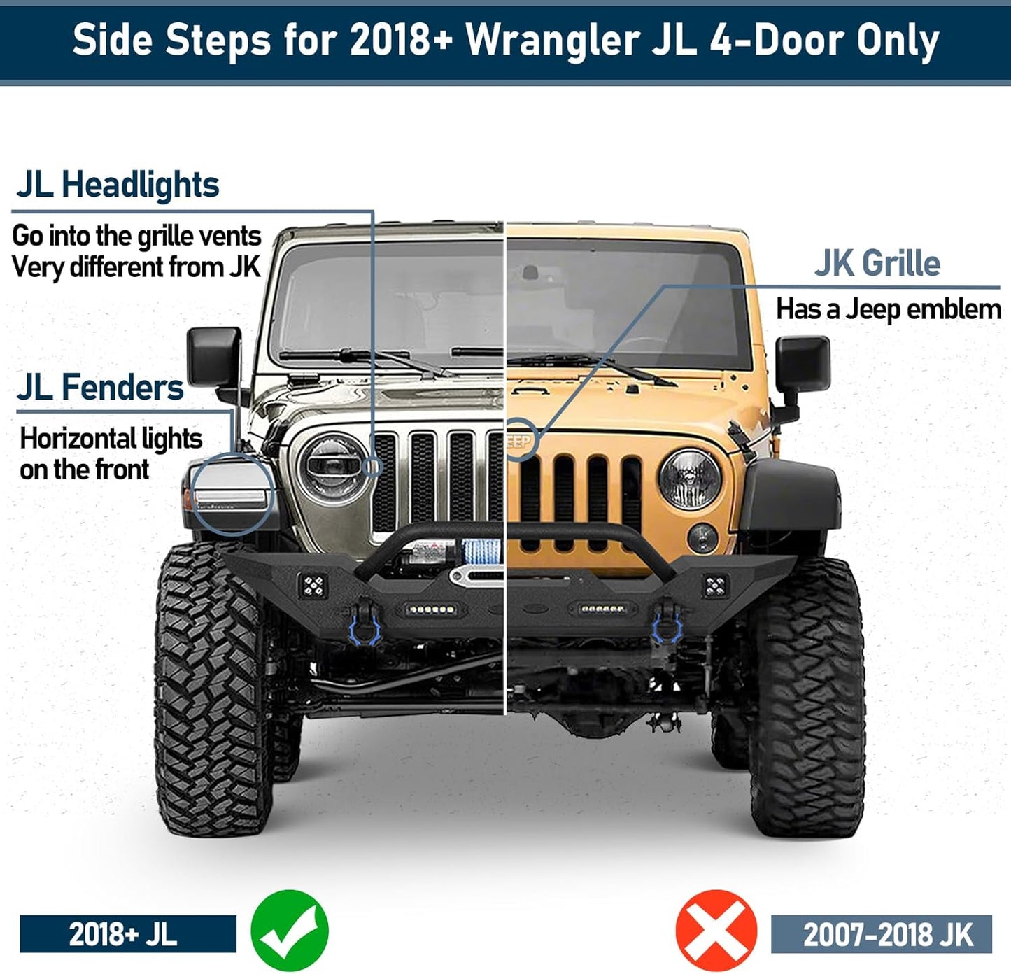 6.2" Drop-Down Running Boards for 2018-2025 Jeep Wrangler JL 4-Door