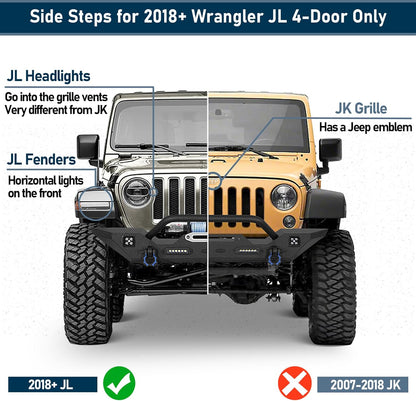 6.2" Drop-Down Running Boards for 2018-2025 Jeep Wrangler JL 4-Door