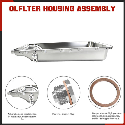 Upgraded Aluminum Transmission Oil Pan Kit with Filter & Gasket