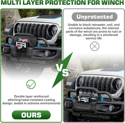 Heavy Duty Winch Cover - UV & Waterproof for 8500-17500 lbs, Universal Fit