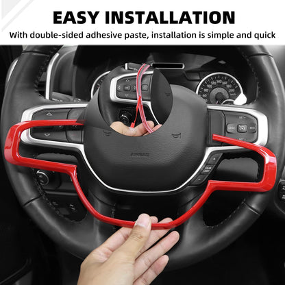 27Pcs Interior Trim Kit Cover Compatible with 2018-2025 Dodge RAM 1500 4-Door,Cup Holder Door Handle Dashboard Panel Roof Reading Light Side Outlet Cover Trim(Red)