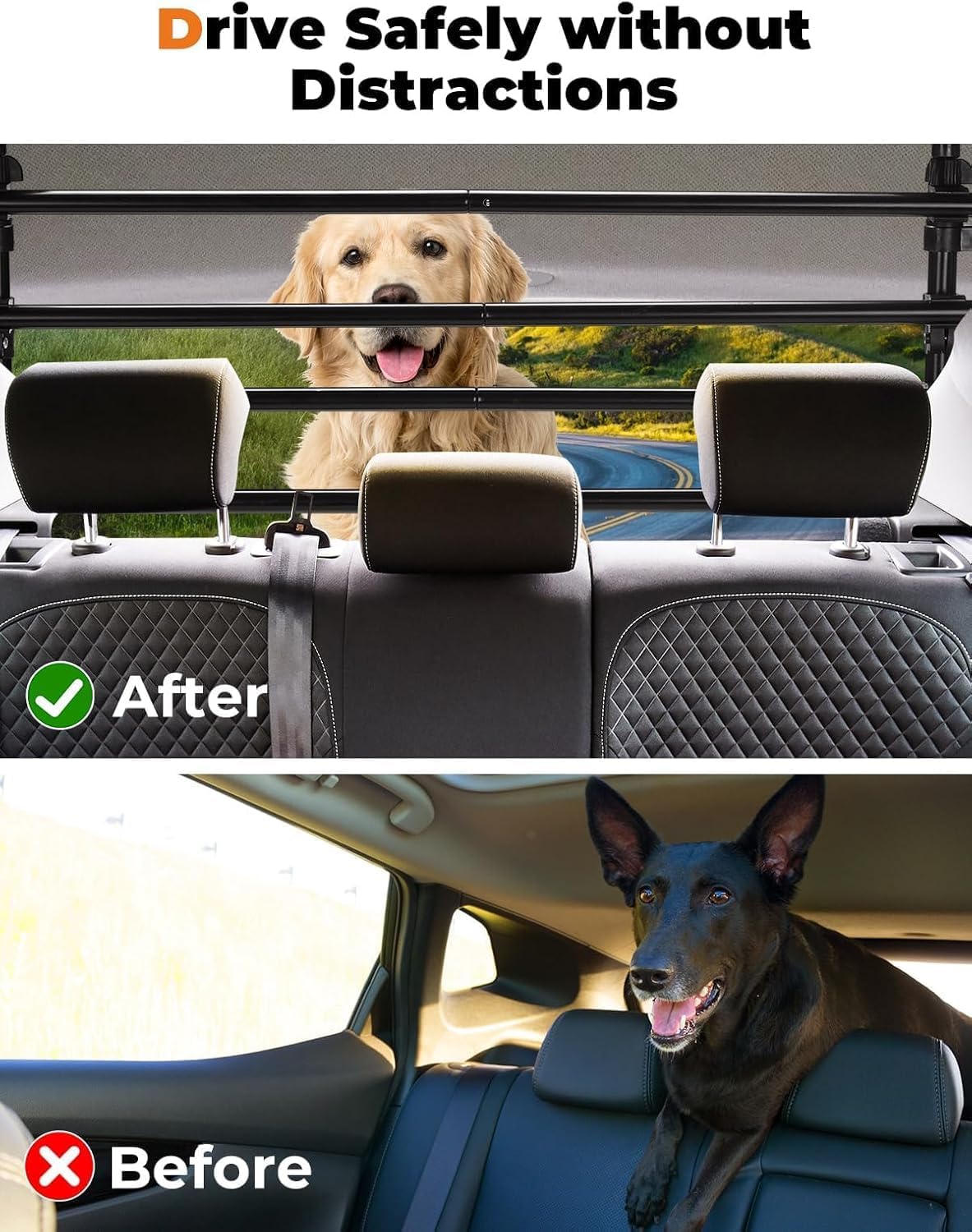 Universal Carbon Steel Dog Barrier - 32"-57" Adjustable Width for SUV/Truck Cargo Area
