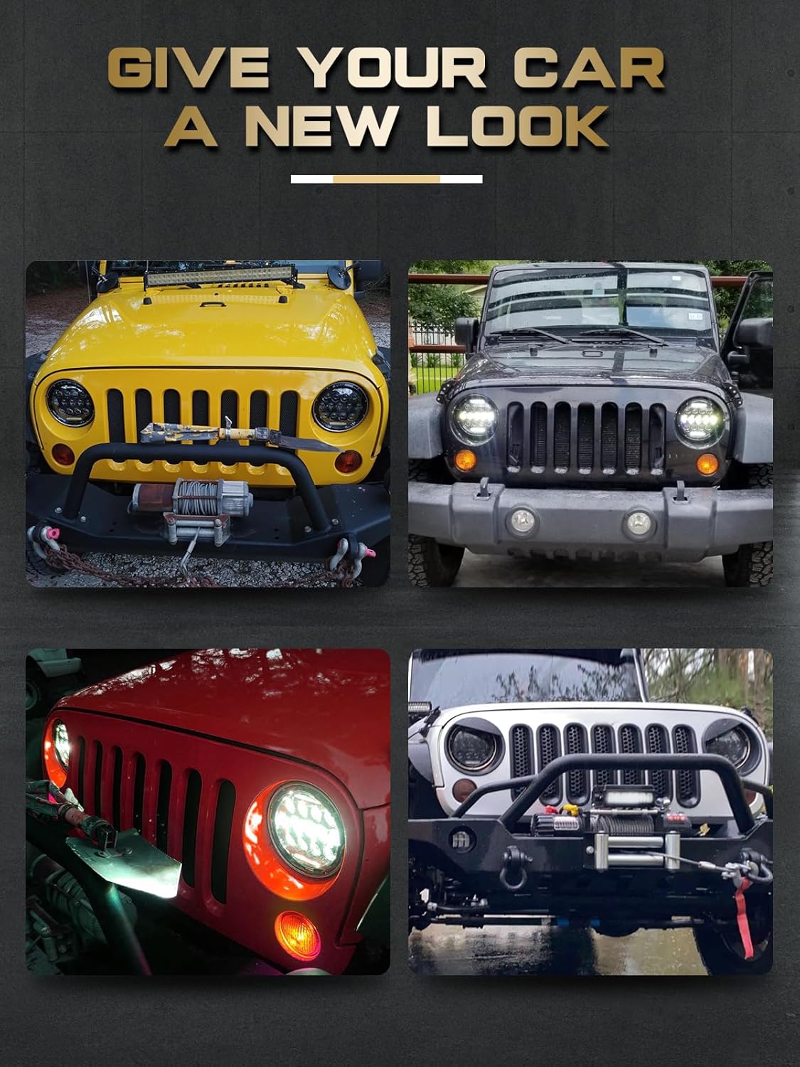 DOT Approved 7" Round LED Headlights (H6024) - Universal Black Fit