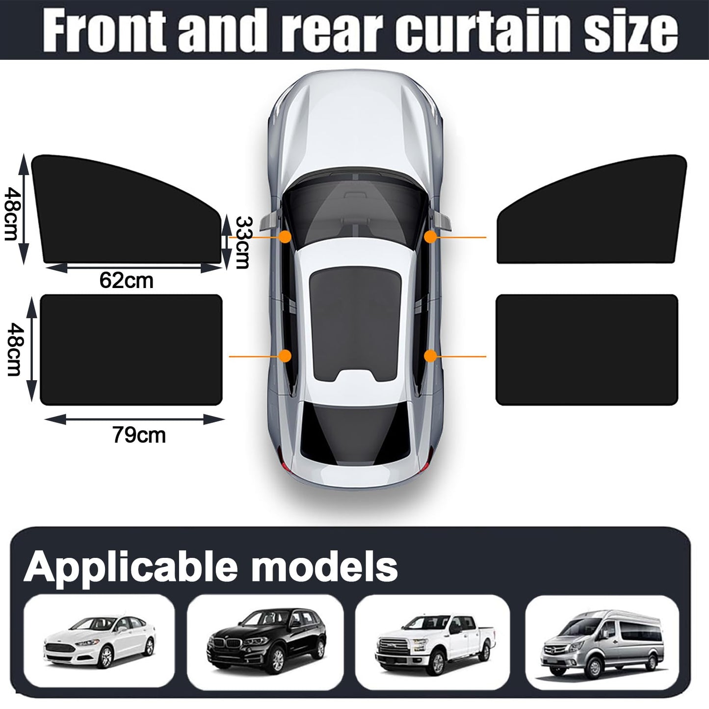 Magnetic Car Window Sunshades for Dodge Caravan UV Protection