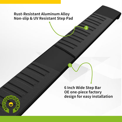 Running Boards Compatible with 2015-2025 Ford F-150 SuperCrew Cab & 2017-2024 Ford F-250 F-350 Super Duty Crew Cab, 6 inches Black Textured Aluminum Side Steps Nerf Bars, f150 Running Boards