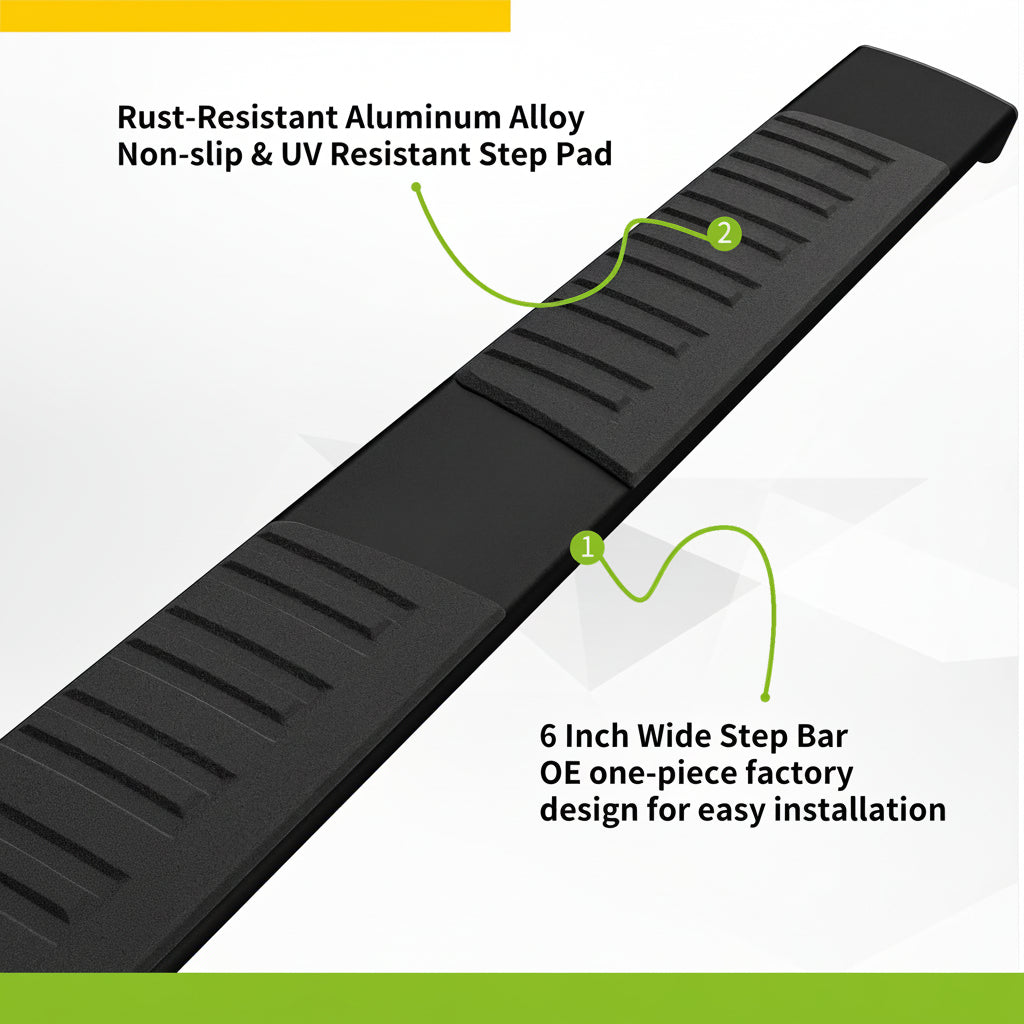 6" Aluminum Black Running Boards for 2015-2026 Ford F-150 SuperCab & 2017-2026 F-250/F-350 SuperCab