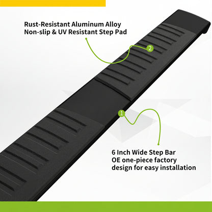 6" Aluminum Black Running Boards for 2015-2026 Ford F-150 SuperCab & 2017-2026 F-250/F-350 SuperCab