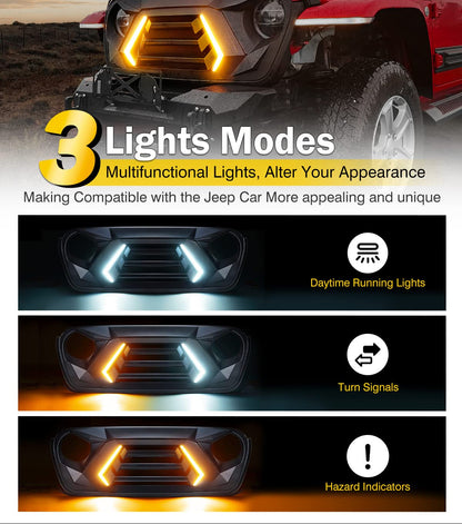 Jeep Wrangler JK Matte Black Grill with Integrated LED Turn Signals & DRLs (2007-2018)