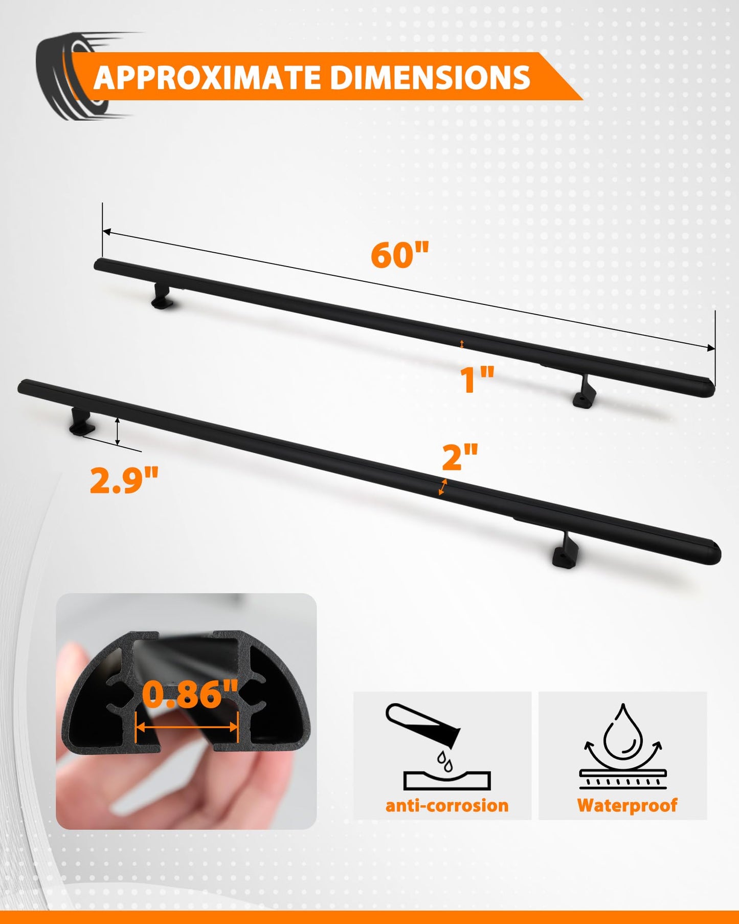 60" Truck Topper Roof Rack - 500 lb Capacity, Aluminum Ladder Rack for Camper Shell (Drilling Required)