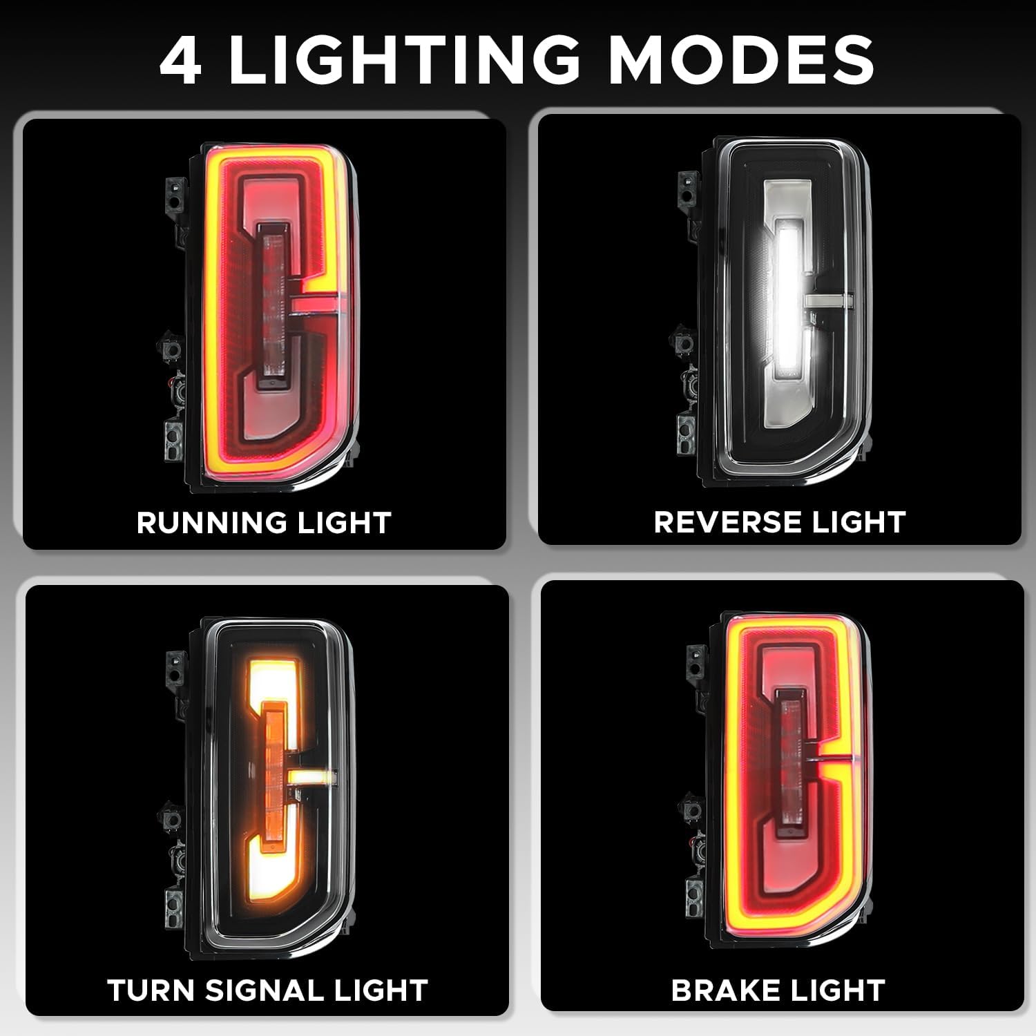 LED Tail Lights Assembly Fit for Ford Bronco 2021 2022 2023, Smoked Rear Lamps Driver and Passenger Side Replacement Fit for Bronco 2 and 4 doors 2021-2023, Pair of Brake Lights