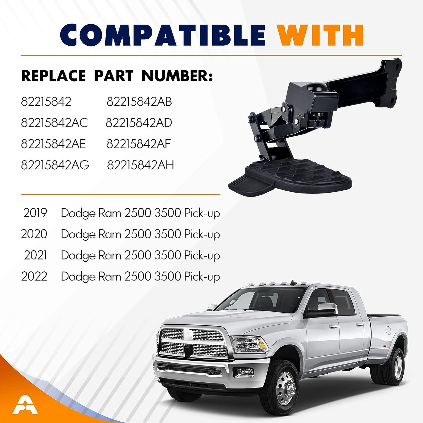 Rear Corner Bed Step Retractable Bumper Step for 2019 2020 2021 2022 Dodge Ram 2500 3500