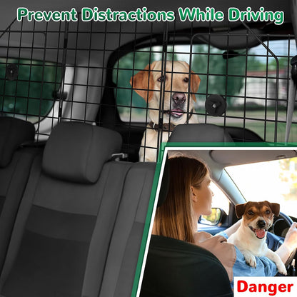 Adjustable Heavy-Duty Wire Mesh Dog Barrier - Universal for SUV/Car/Truck Cargo Area, Safety Travel
