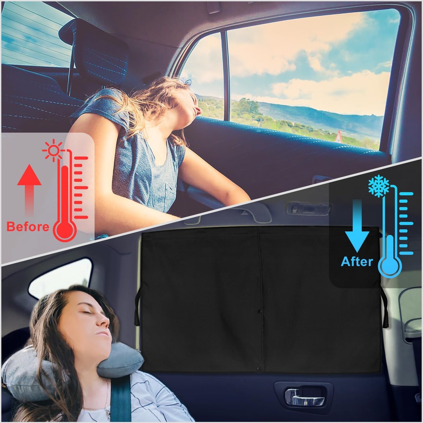 Magnetic Car Window Shades for Dodge Grand Caravan, Double Layer Sunshade