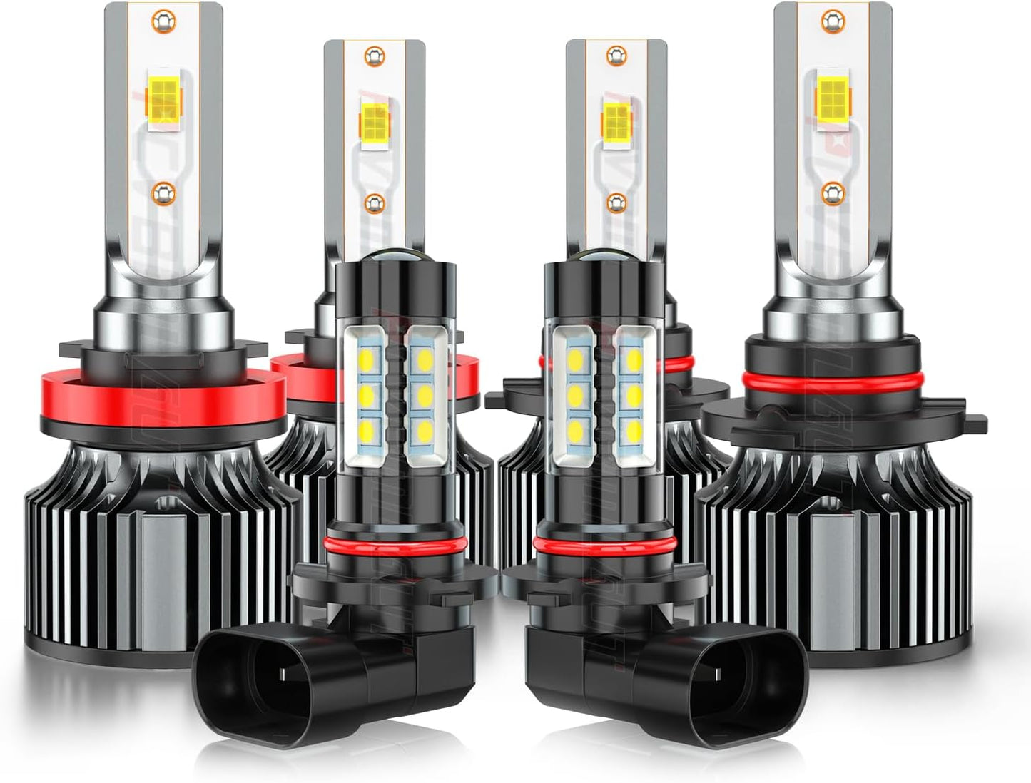 Compatible For DODGE RAM 1500 2500 3500 2009-2018, 9005 High Beam H11 Low Beam 9145/9140/H10 Fog Light Bulbs, 6500K White, 500% Brightness with Cooling Fan, Plug and Play, Waterproof, Pack of 6