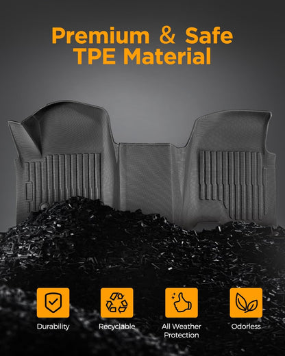 TPE All-Weather Floor Mats for 2019-2026 Chevy/GMC Crew Cab w/40-20-40 Bench Seat