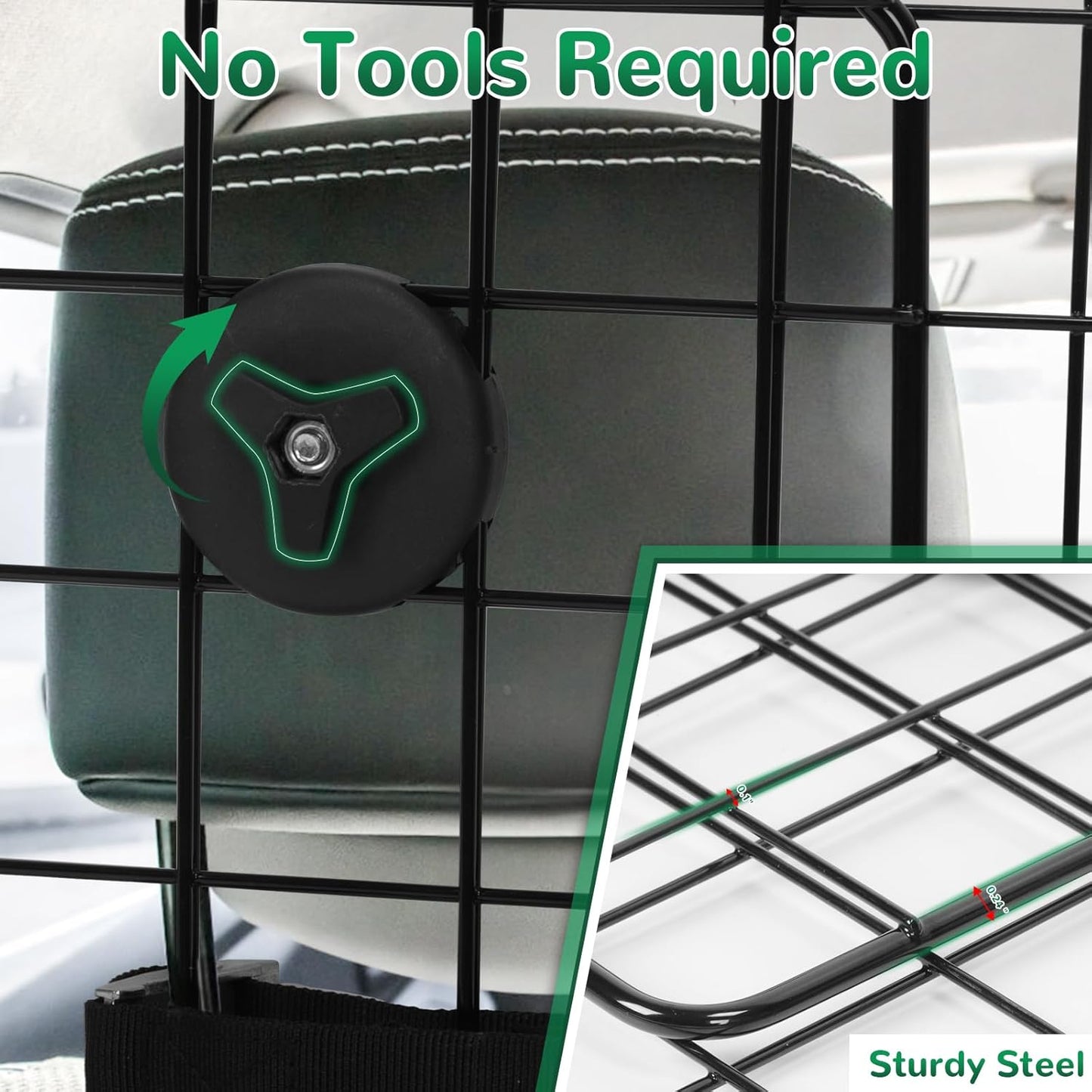 Adjustable Heavy-Duty Wire Mesh Dog Barrier - Universal for SUV/Car/Truck Cargo Area, Safety Travel