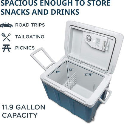 48Qt Electric Cooler/Warmer (45L) with Wheels/Handle - 12V Car/110V Home for Camping/Travel