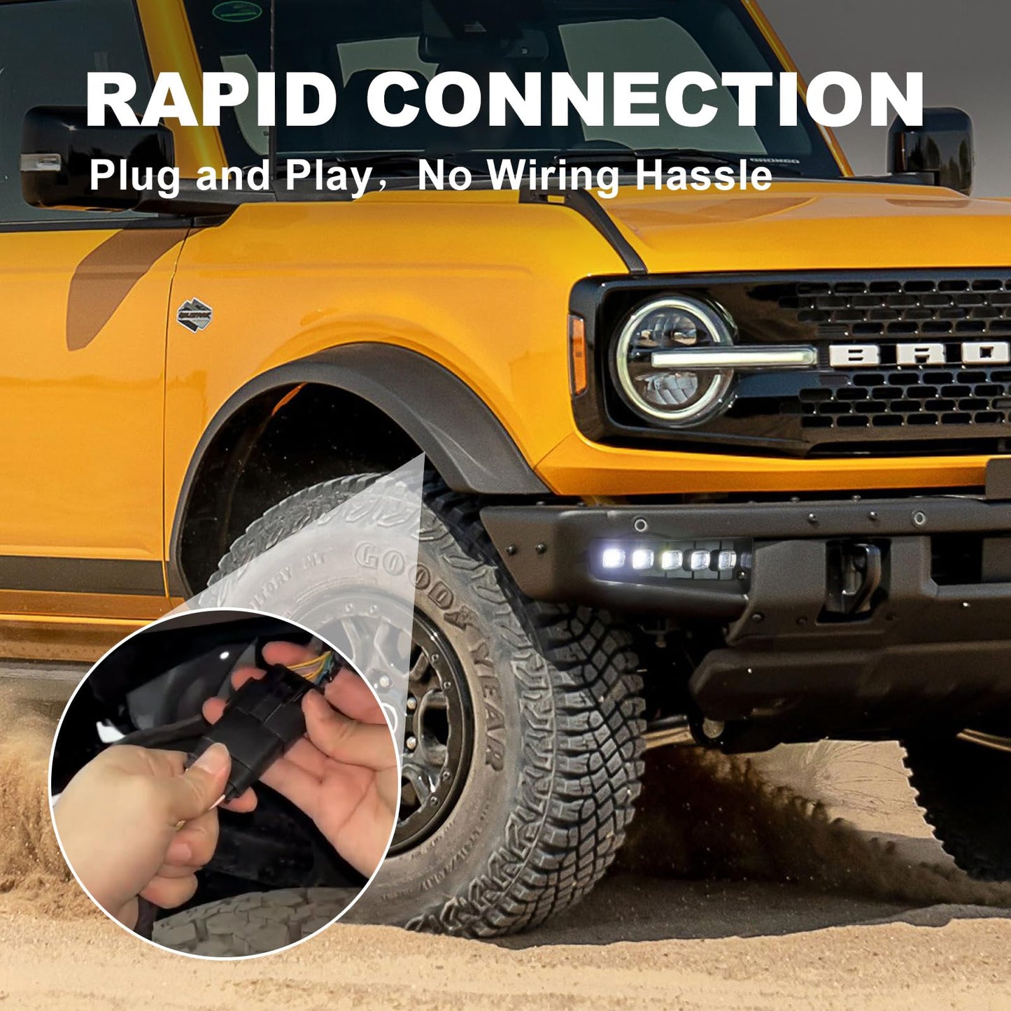 Ford Bronco LED Fog Lights with DRL, Amber Turn Signal