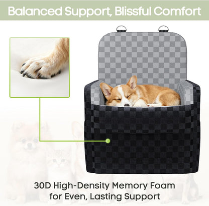Elevated 6" Dog Booster Seat - Memory Foam, 26 lb Capacity, Removable Cover w/Storage Pockets