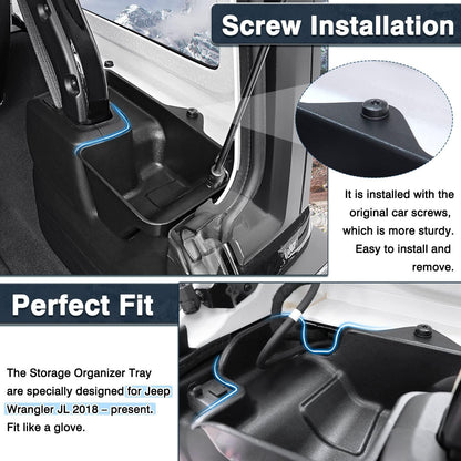 Rear Trunk Storage Tray (2-PCS) for 2018-2023 Jeep Wrangler JL - Side Cargo Organizer (Excludes 4XE)
