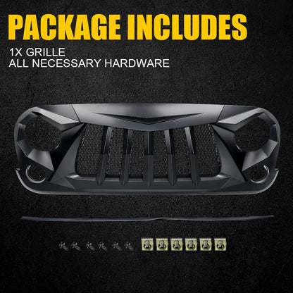 Matte Black Front Grille with Mesh for Jeep Wrangler JK 2007-2018