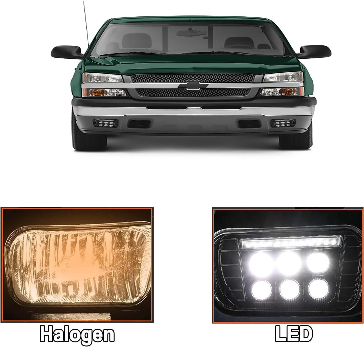 Tecoom LED Fog Lights with Daytime Running Lamps Compatible with 2003-2007 Chevrolet Avalanche Silverado 1500/2500/3500 Classic