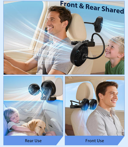 Dual Head Gooseneck Car Cooling Fan for Kids