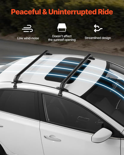Universal Roof Rack Cross Bars for Naked Roofs - 165 lb Capacity, Lockable Aluminum