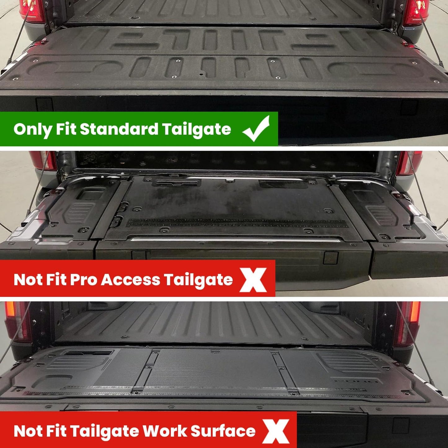 LASFIT Tailgate Mat for Ford F-150 2021-2026(Without Work Surface or Pro Access Tailgate) Truck Tailgate Liner All Weather Protector TPE Tailgate Cover, 1pc Black