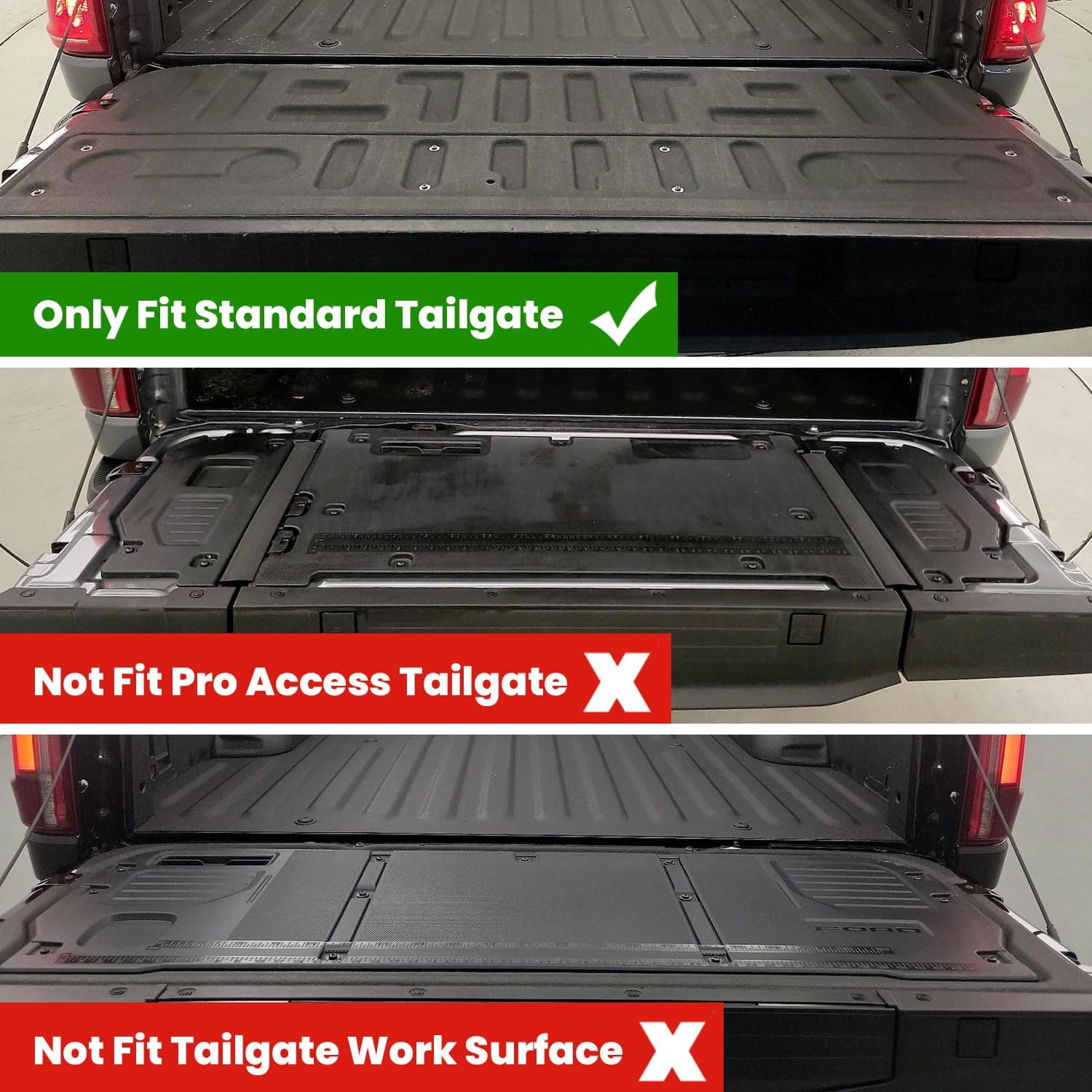 LASFIT Tailgate Mat for Ford F-150 2021-2026(Without Work Surface or Pro Access Tailgate) Truck Tailgate Liner All Weather Protector TPE Tailgate Cover, 1pc Black