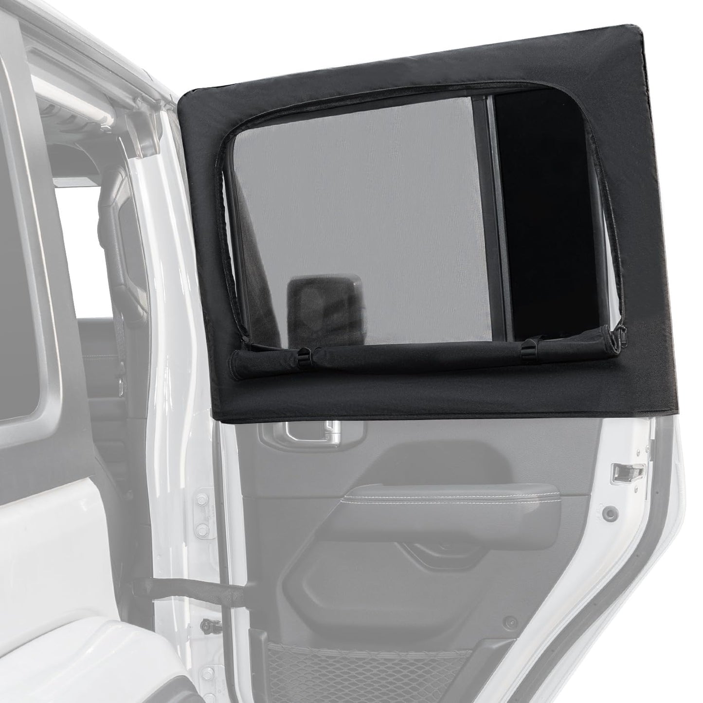 2-Piece Rear Side Window Sun Shade for 2007-2026 Jeep Wrangler 4-Door & Gladiator - Privacy Screen