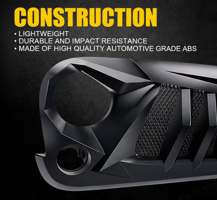 Matte Black Front Grille with Mesh for Jeep Wrangler JK 2007-2018