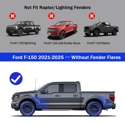 No-Drill Mud Flaps (4-PCS) for 2021-2026 Ford F-150 - Heavy Duty PP+TPE Splash Guards