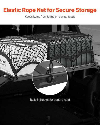 Rear Trunk Cargo Rack with Net for 2007-2024 Jeep Wrangler JK 4-Door Hardtops - 300 lb Capacity
