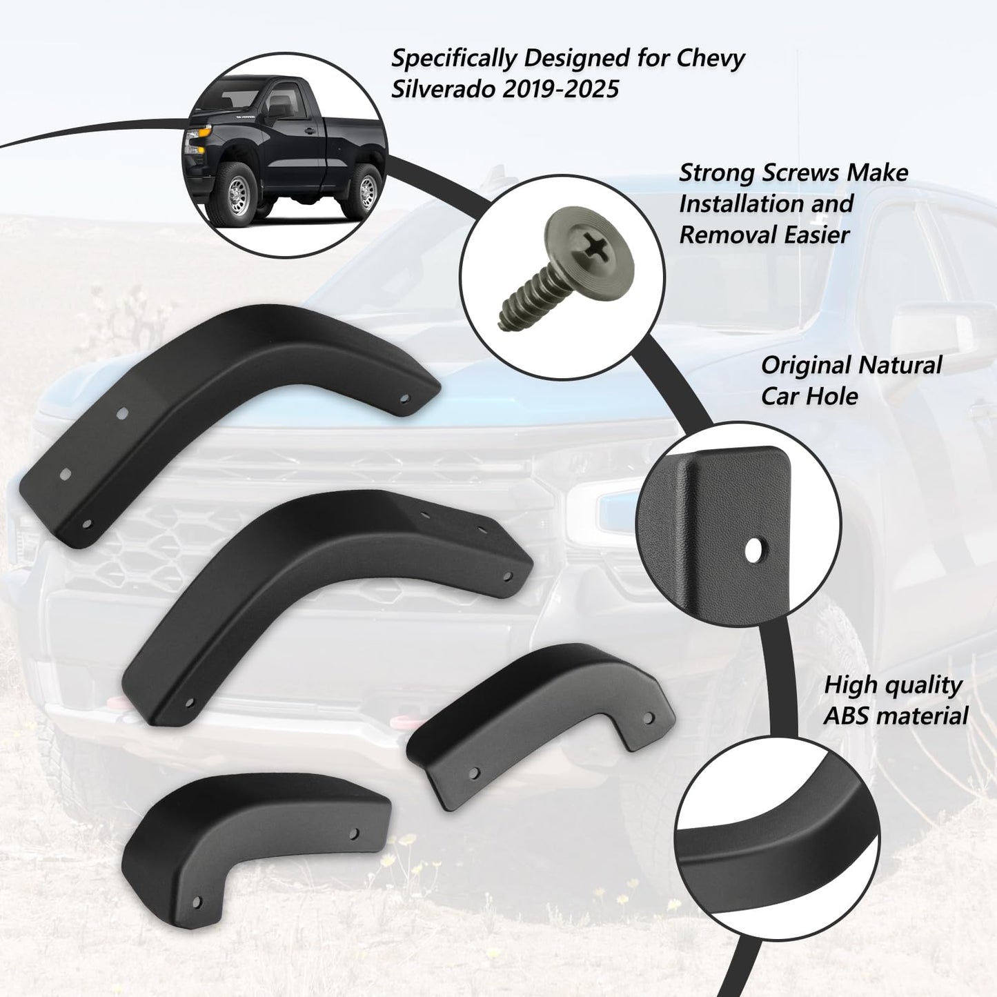 Mud Flap Delete Kit for 2019-2026 Chevy Silverado 1500