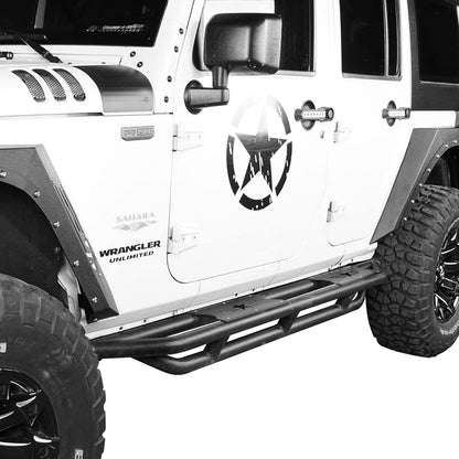 Textured Black Tube Running Boards for 2007-2018 Jeep Wrangler JK 4-Door