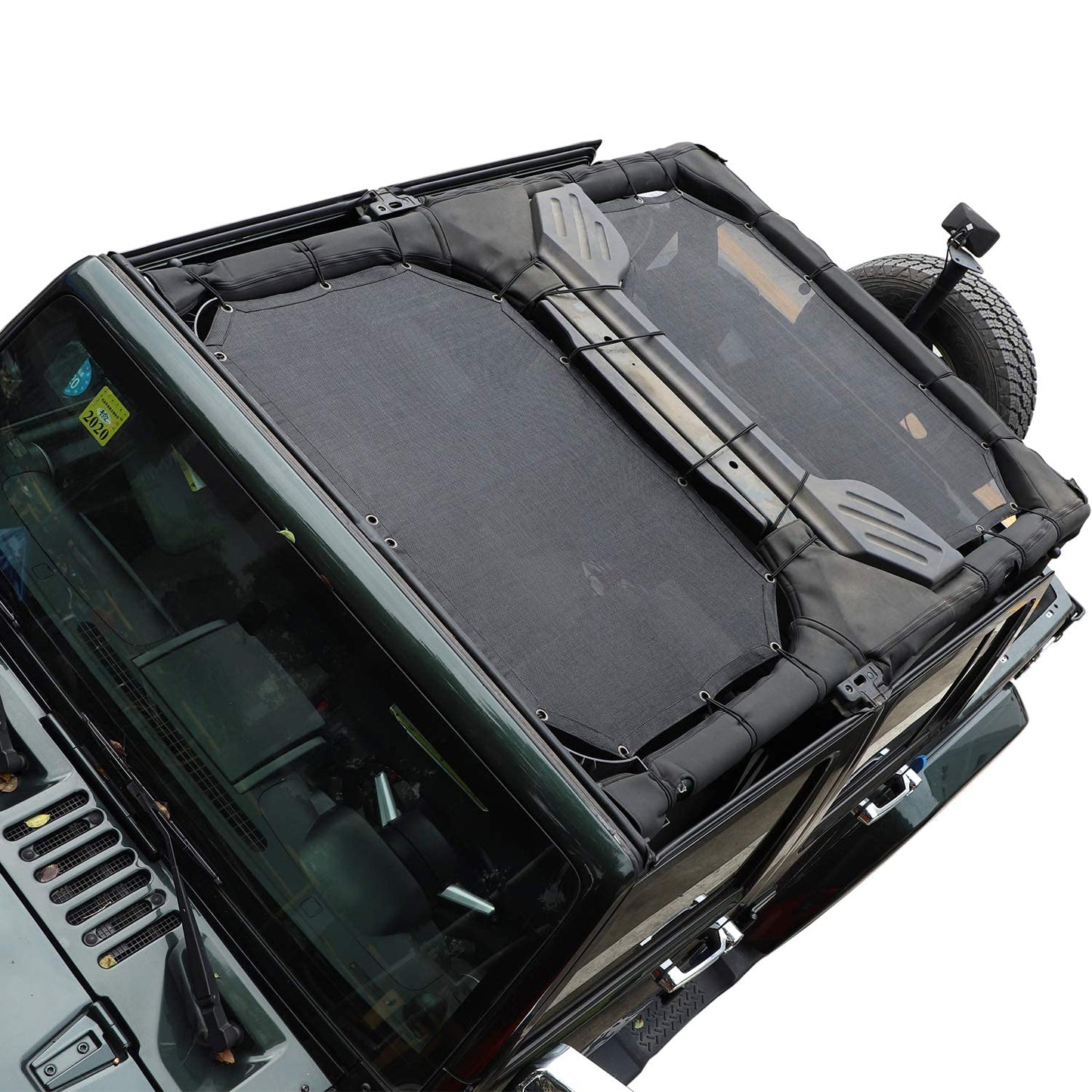 2-Piece Mesh Sun Shade for 2007-2018 Jeep Wrangler JK 4-Door - Front & Rear UV Protection