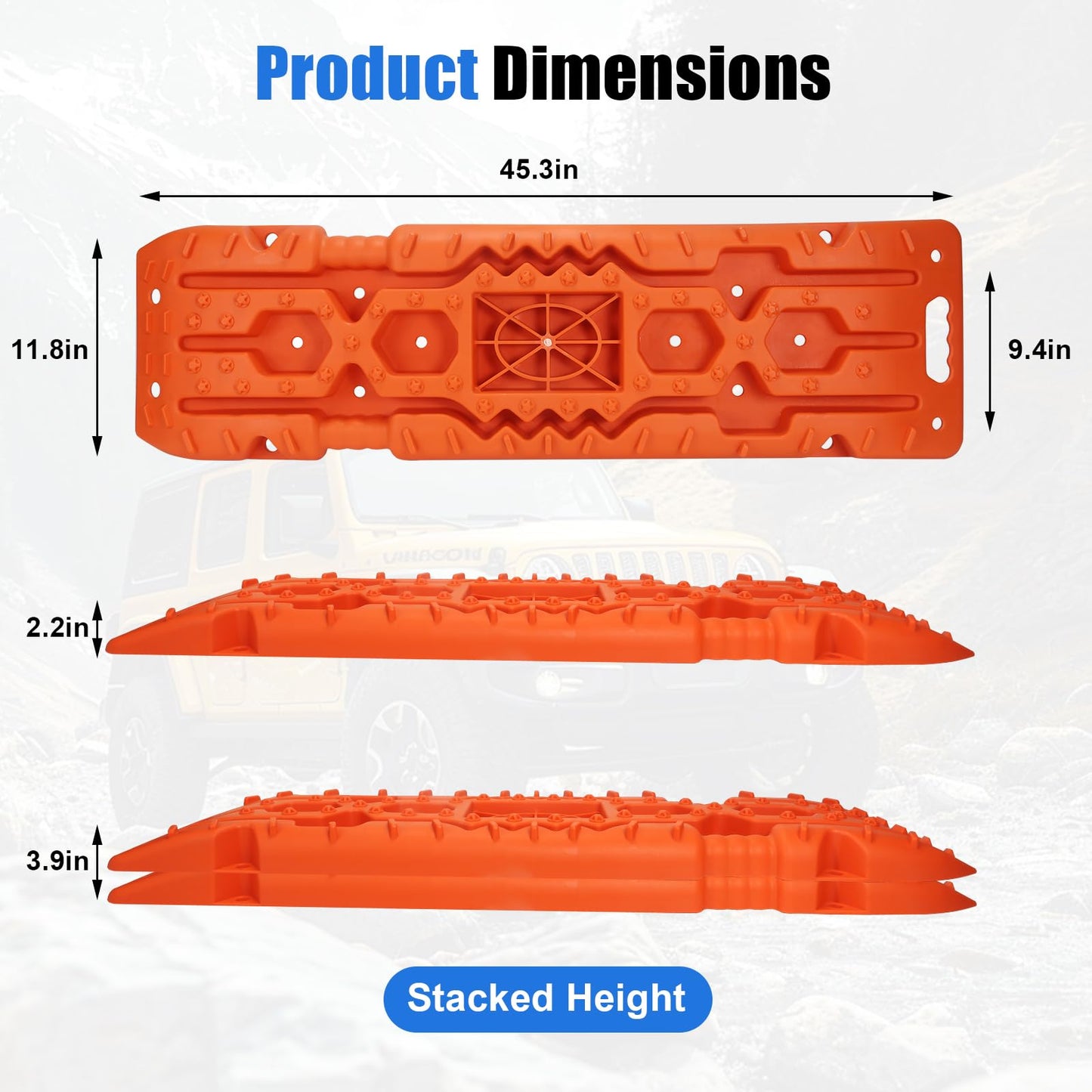 Off-Road Traction Boards with Jack Base - Heavy-Duty Recovery Tracks for 4x4/SUV/Truck (Large)
