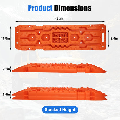 Off-Road Traction Boards with Jack Base - Heavy-Duty Recovery Tracks for 4x4/SUV/Truck (Large)
