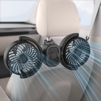 Rechargeable Dual-Head Car Fan for Backseat Cooling