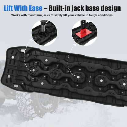 Off-Road Traction Boards with Jack Base - Heavy-Duty Recovery Tracks for 4x4/SUV/Truck (Large)