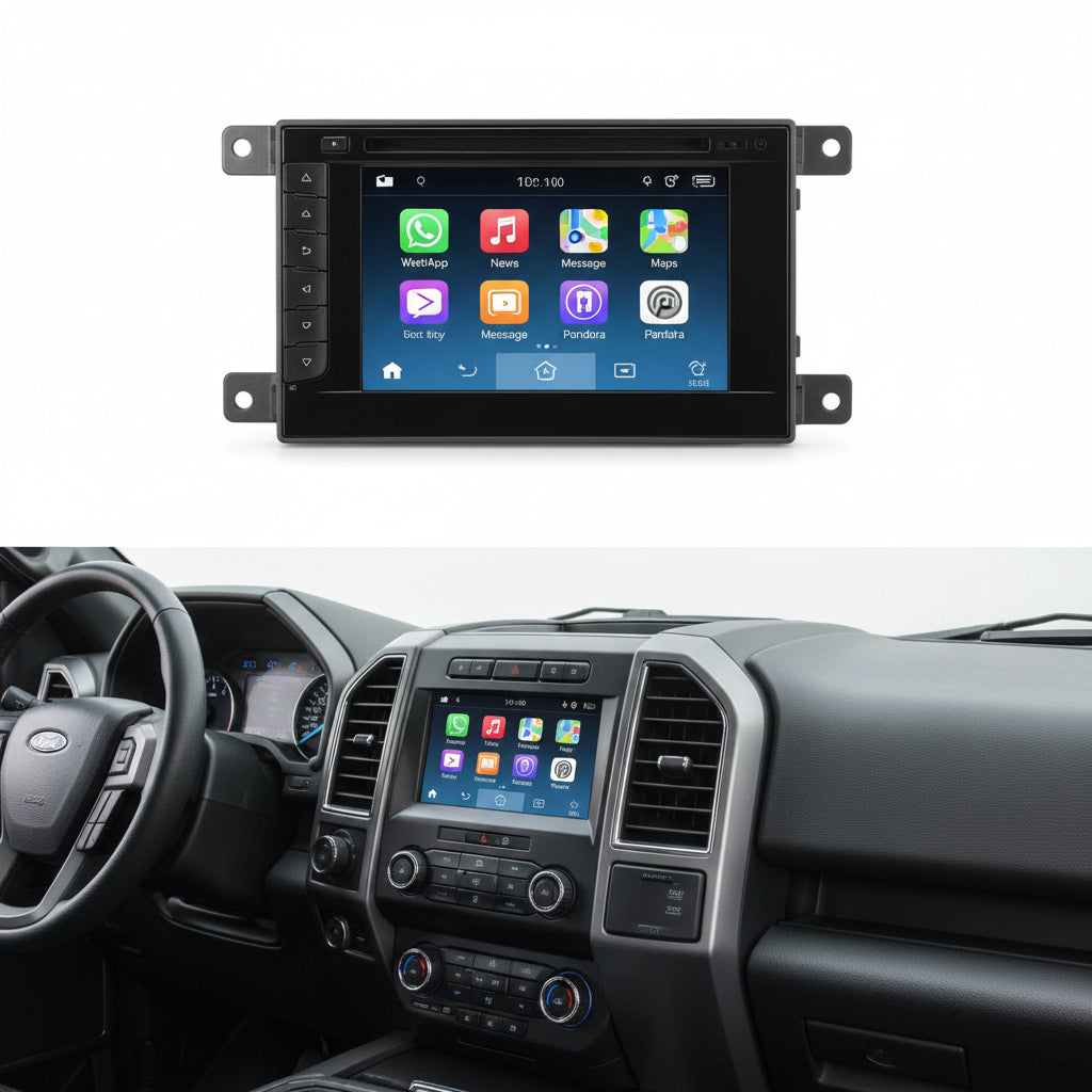 Podofo 2G 64G Radio for Ford F150 F250 F350 Fusion Edge Explorer Expedition Car Stereo,7inch 1080p IPS Touchscreen F-150 Stereo with Wireless Carplay Android Auto GPS WiFi FM/RDS EQ Backup Camera