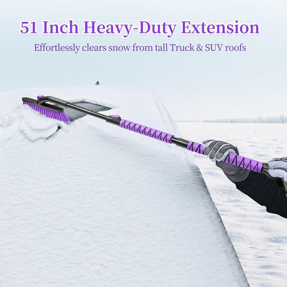 51" Extendable Heavy-Duty Snow Brush for Trucks/SUVs - Purple