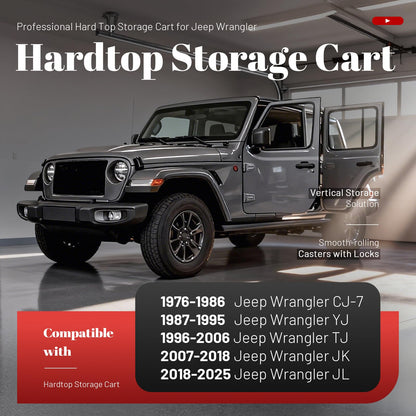 Jeep Wrangler Hardtop Storage Cart with Sliding Brakes