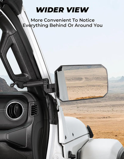 Mirrors Doors Off with Ball Adapter for Wrangler JL/JLU 2018-2023 & Gladiator JT