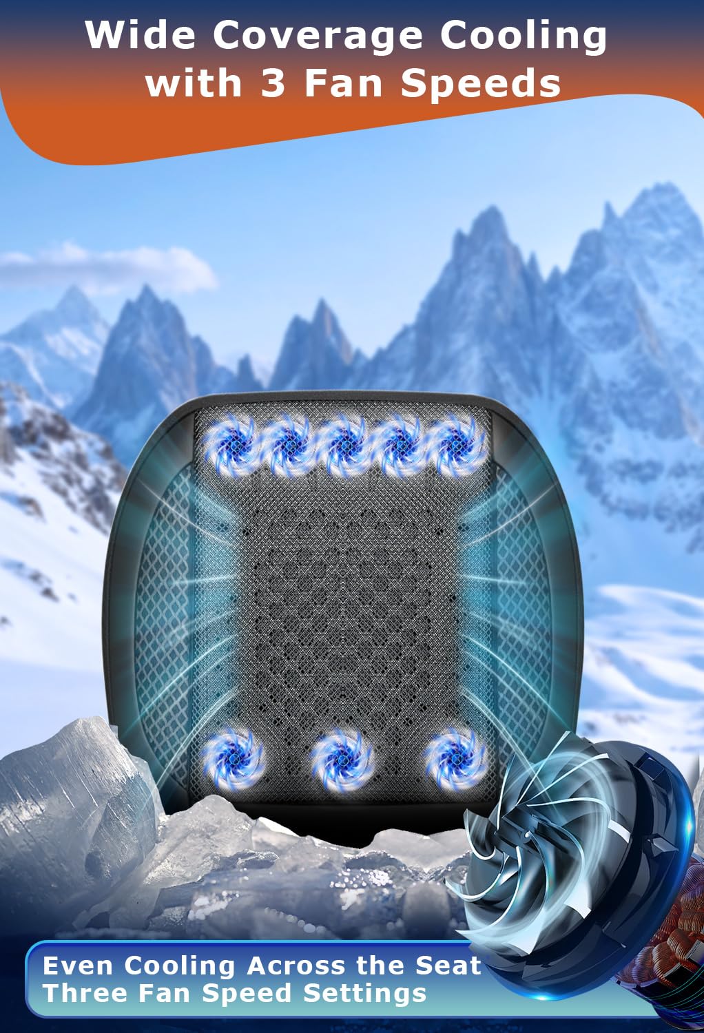 Ventilated 8-Fan Car Seat Cushion for Commutes & Road Trips