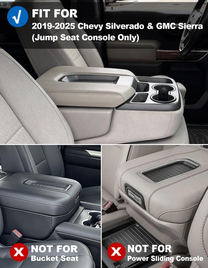 Thickened Console Cover (1.2") for 2019-2025 Chevy/GMC Trucks & SUVs (Bucket Seats) - 2 Pockets