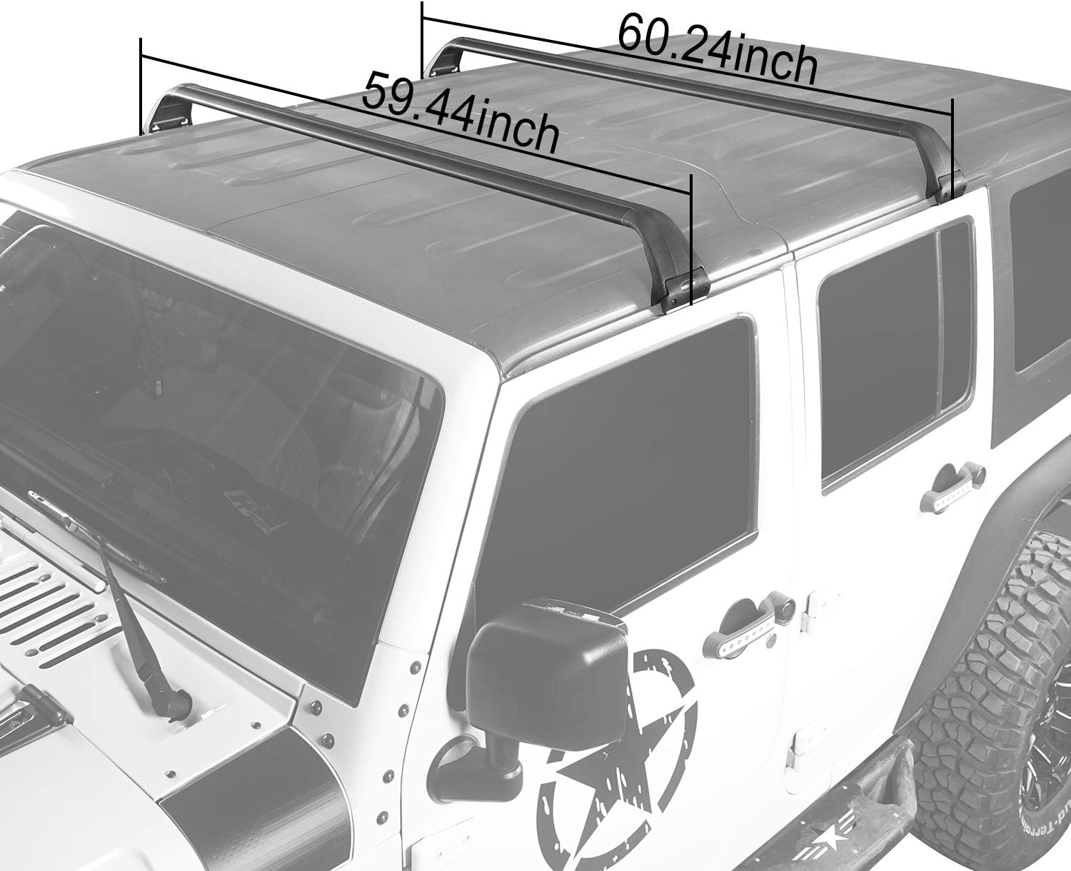 Roof Rack Cross Bars for Jeep Wrangler JK JL Gladiator JT 2007-2024 - OHMU