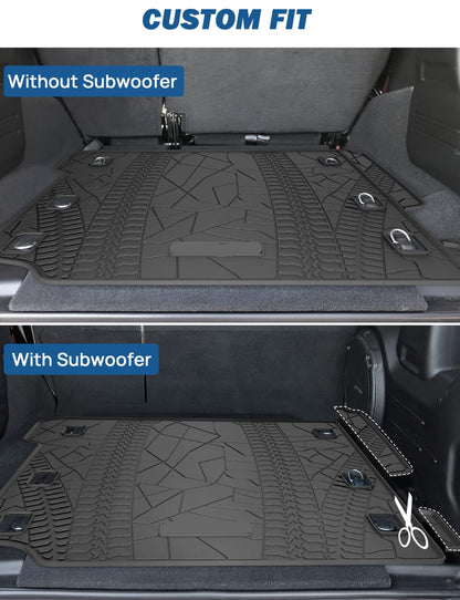 Cargo Mat for 2018-2026 Jeep Wrangler JL 4-Door w/OEM Subwoofer - Heavy Duty Waterproof (Excludes 4XE)